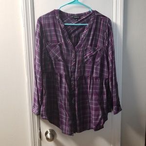 Torrid Size 2 Flannel Printed Babydoll Top